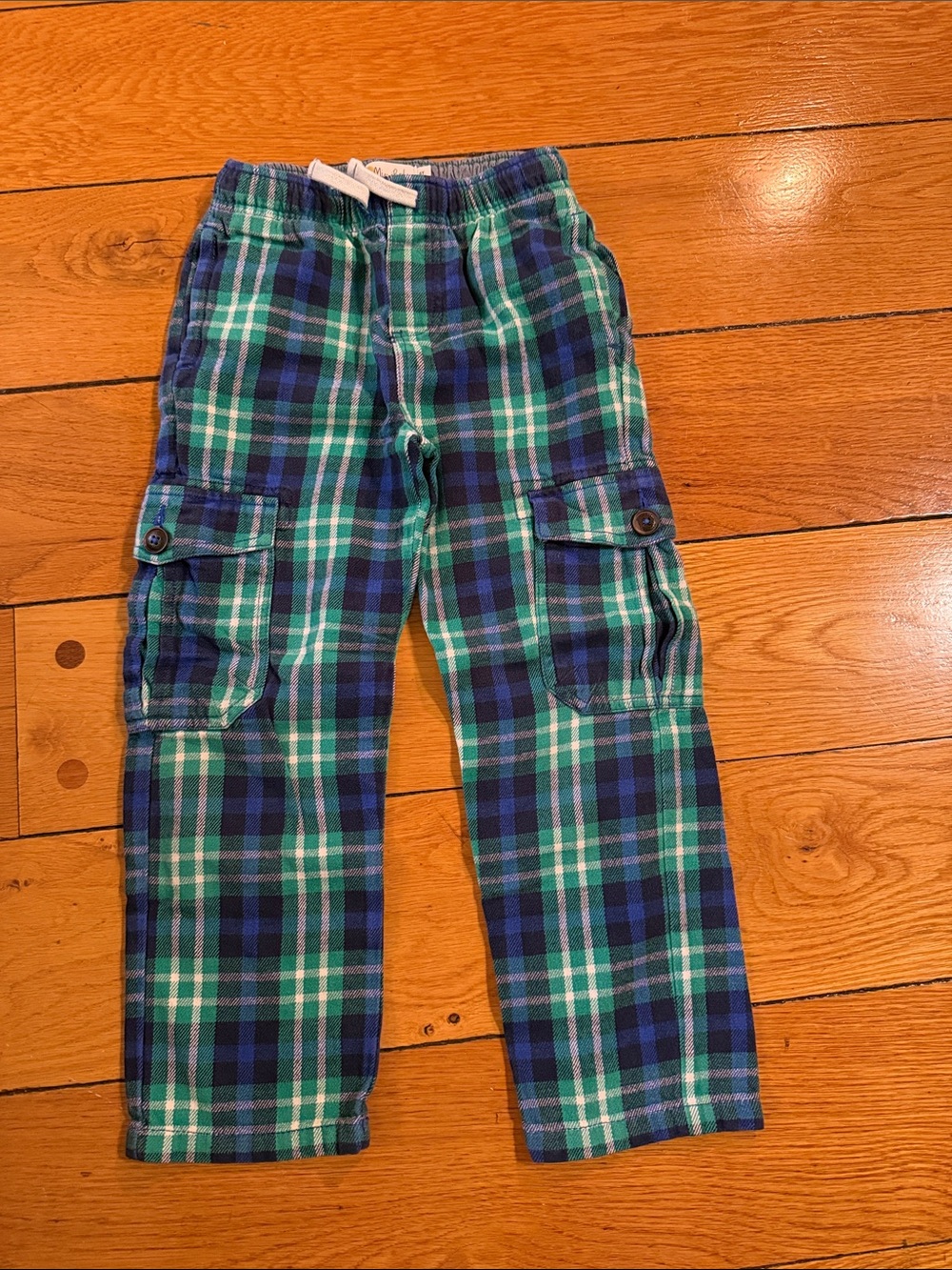 Mini Boden Blue & Green Plaid Pajama Bottoms